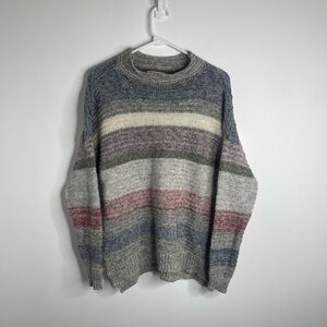 American Eagle Outfitters women's striped mock neck knit pullover sweater Size L